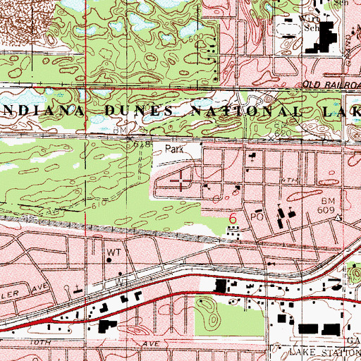 Topographic Map of Duneland Village, IN