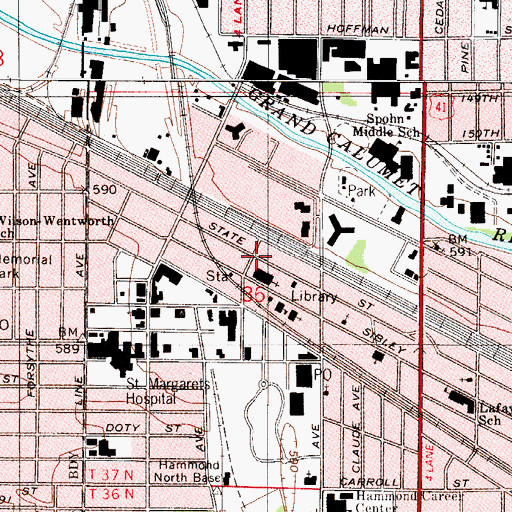 Topographic Map of State Street Commercial Historic District, IN