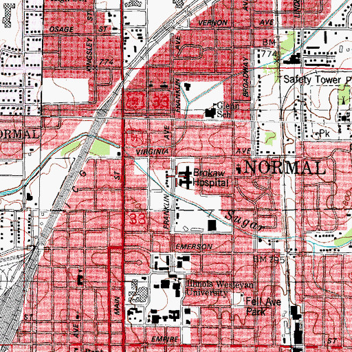 Topographic Map of Advocate BroMenn Medical Center, IL