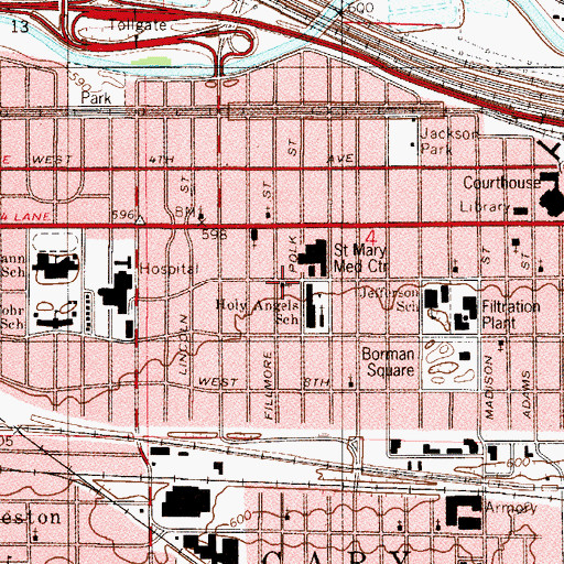 Topographic Map of Bethlehem Evangelical Lutheran Church, IN