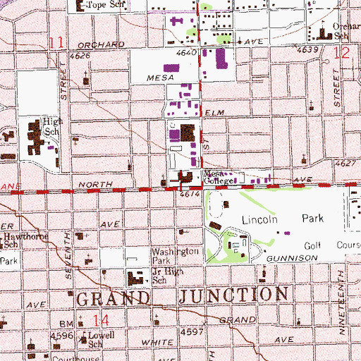 Topographic Map of KMSA-FM (Grand Junction), CO