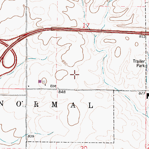 Topographic Map of Heartland Community College, IL