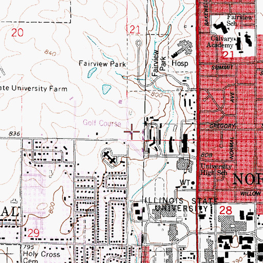 Topographic Map of Normal Fire Department Station 2, IL