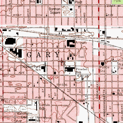 Topographic Map of Saint Lukes African Methodist Episcopal Zion Church, IN