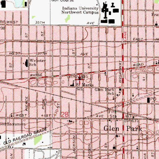Topographic Map of Saint Mark Church, IN