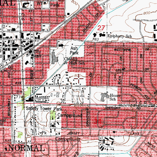 Topographic Map of Assembly of God Church, IL