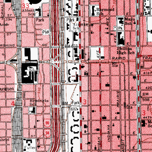 Topographic Map of Hartigan Elementary School (historical), IL