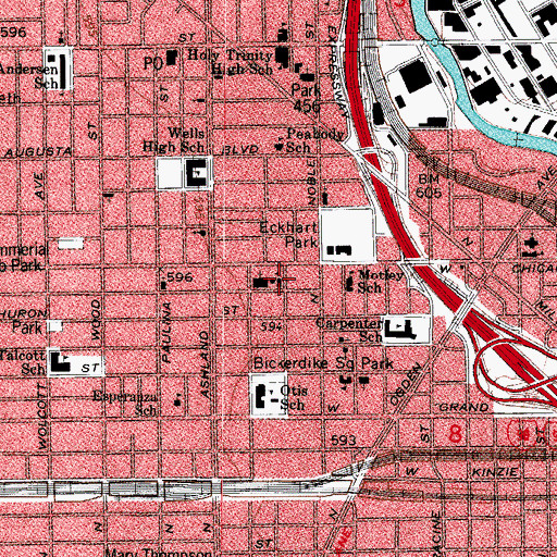 Topographic Map of Holy Innocents School (historical), IL