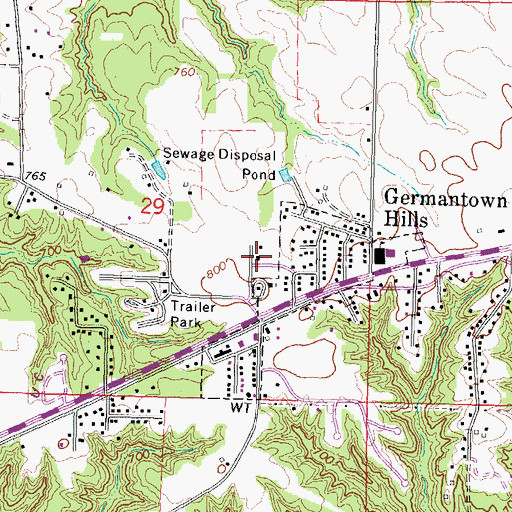 Topographic Map of Germantown Hills Fire Protection District, IL