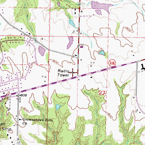 Topographic Map of Illinois State Police Department District 8, IL