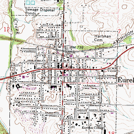 Topographic Map of Woodford County Courthouse, IL