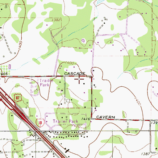 Topographic Map of Currey Creek Baptist Church, TX