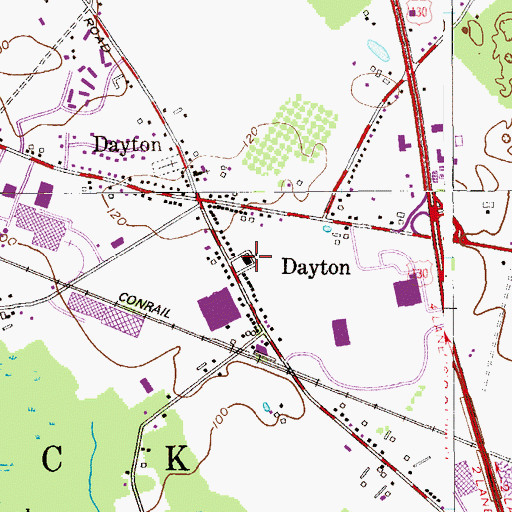 Topographic Map of Indian Fields Elementary at Dayton School, NJ