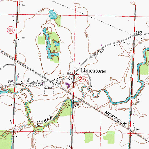 Topographic Map of Limestone Post Office (historical), OH