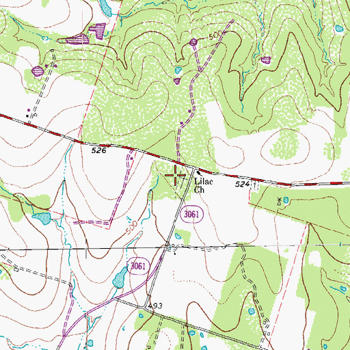 Topographic Map of Lilac Cemetery, TX