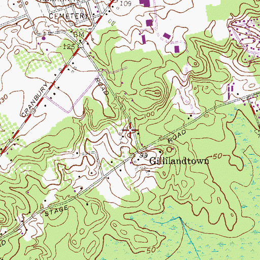 Topographic Map of Temple B'nai Shalom, NJ