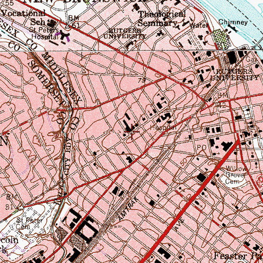 Topographic Map of Ascension Lutheran Church, NJ