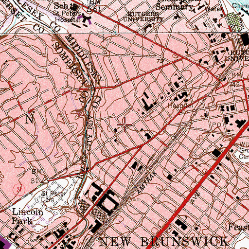 Topographic Map of Saint Joseph's Roman Catholic Church, NJ