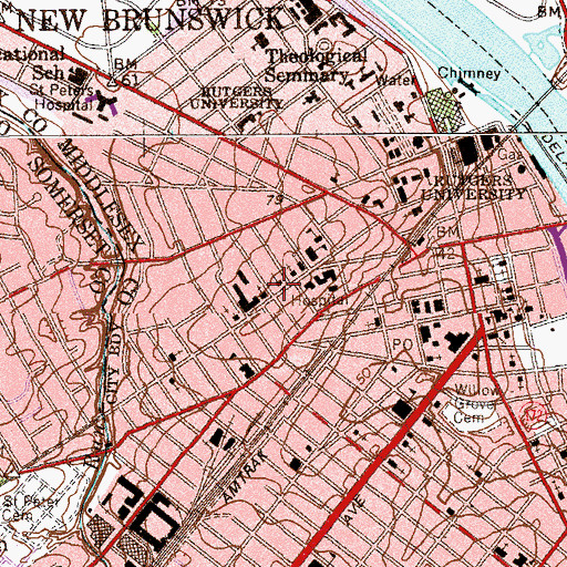 Topographic Map of Saint Ladislaus Church, NJ