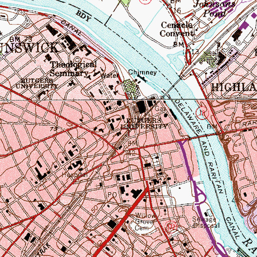 Topographic Map of Saint Peter's Roman Catholic Church, NJ