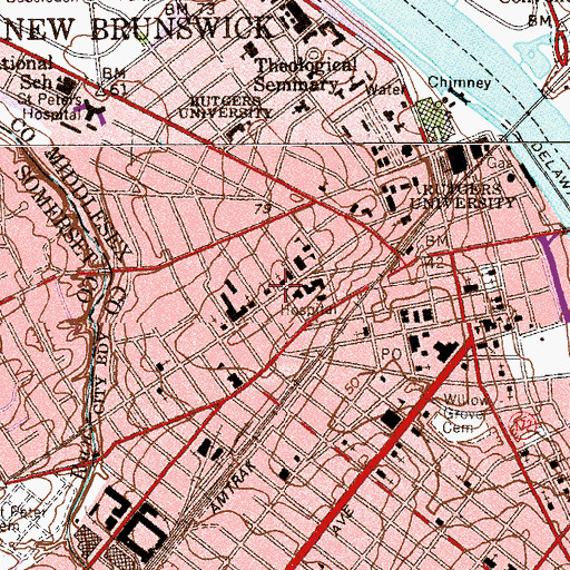 Topographic Map of Saint Ladislaus School, NJ