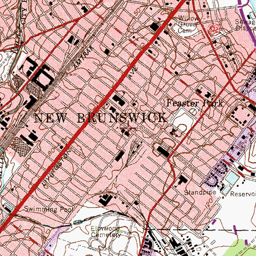 Topographic Map of Saint Mary of Mount Virgin School, NJ