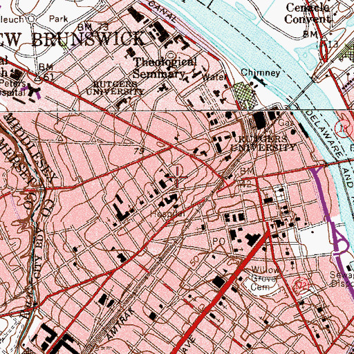 Topographic Map of Saint Peters High School, NJ