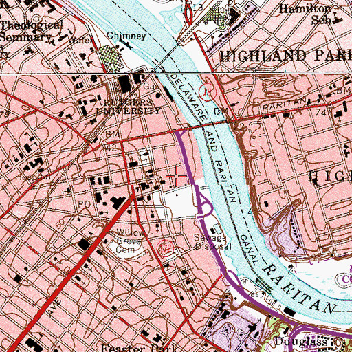 Topographic Map of Poile Zedek Synagogue, NJ