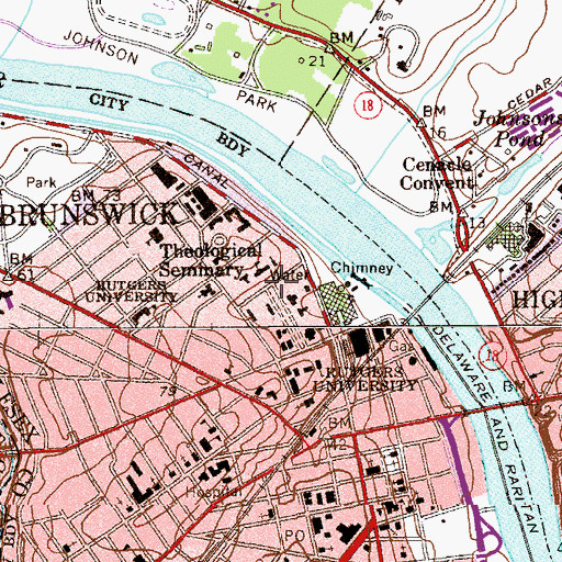 Topographic Map of New Brunswick Theological Seminary, NJ