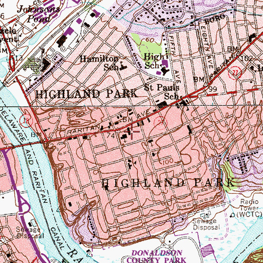 Topographic Map of Reformed Church of Highland Park, NJ