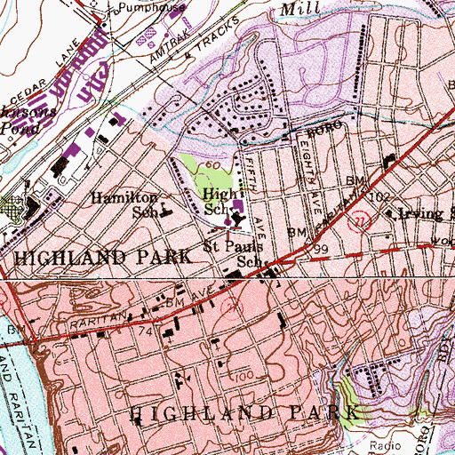Topographic Map of Trinity United Methodist Church, NJ