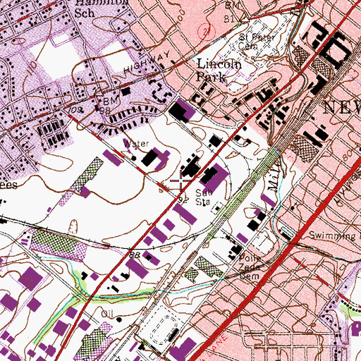 Topographic Map of A Chester Redshaw Elementary School, NJ