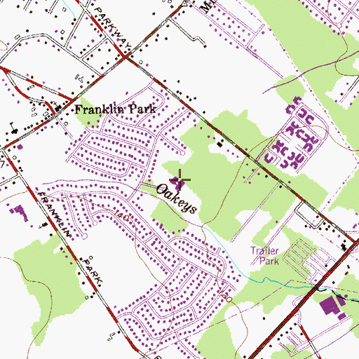 Topographic Map of Brunswick Acres Elementary School, NJ