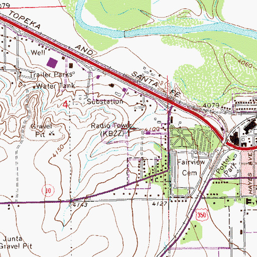 Topographic Map of KBLJ-FM (La Junta), CO