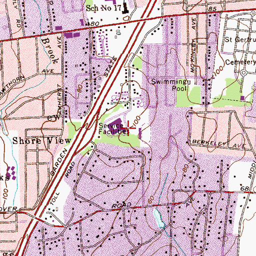 Topographic Map of Colonia High School, NJ