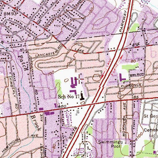Topographic Map of Colonia Middle School, NJ