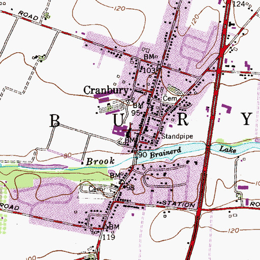 Topographic Map of Cranbury Elementary School, NJ