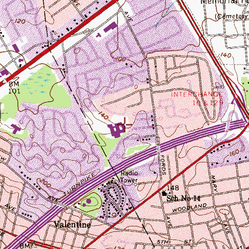 Topographic Map of Fords Middle School, NJ