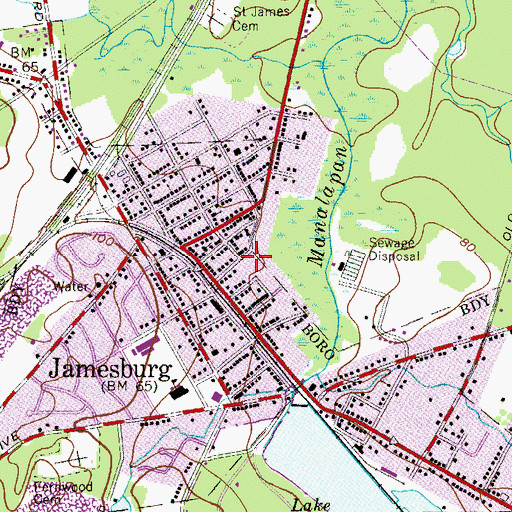Topographic Map of Grace M Breckwedel Middle School, NJ
