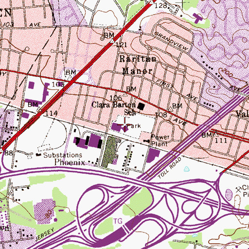 Topographic Map of Herbert Hoover Middle School, NJ