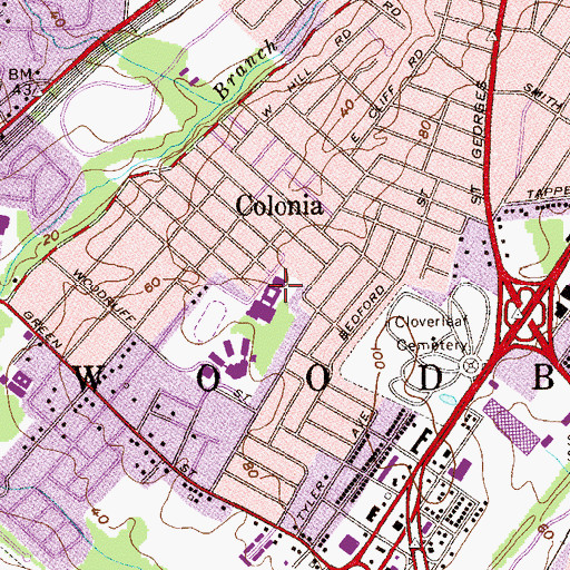 Topographic Map of John F Kennedy Memorial High School, NJ