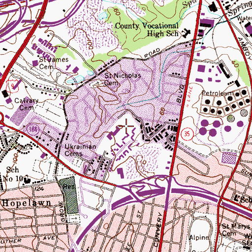 Topographic Map of James J Flynn Elementary School, NJ