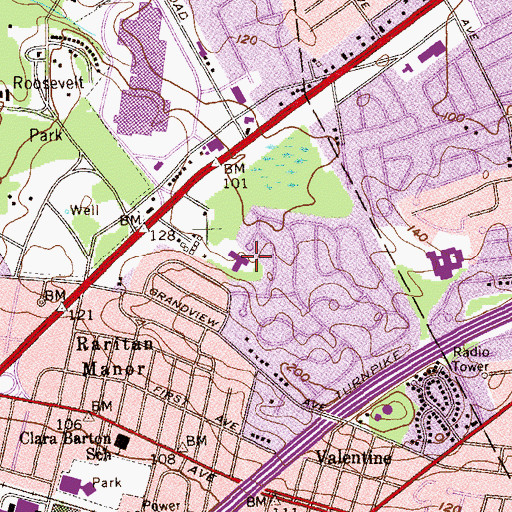Topographic Map of James Monroe Elementary School, NJ