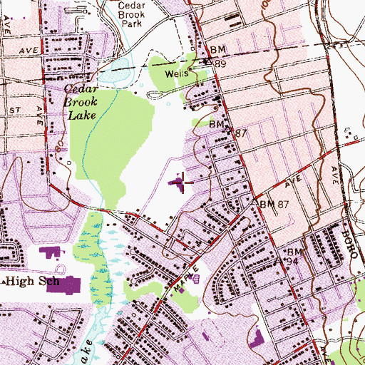 Topographic Map of John E Riley Elementary School, NJ