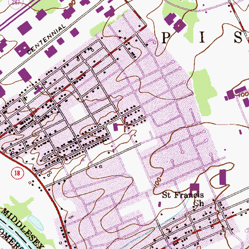 Topographic Map of Knollwood Elementary School, NJ