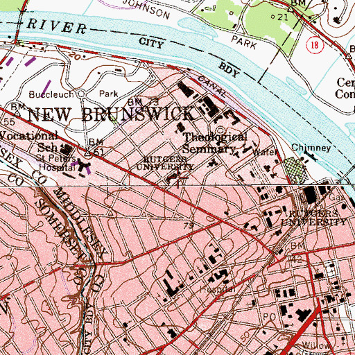 Topographic Map of Lincoln Elementary School, NJ