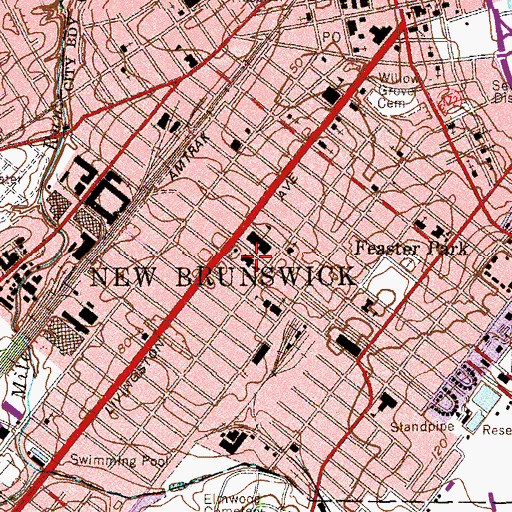 Topographic Map of Livingston Elementary School, NJ