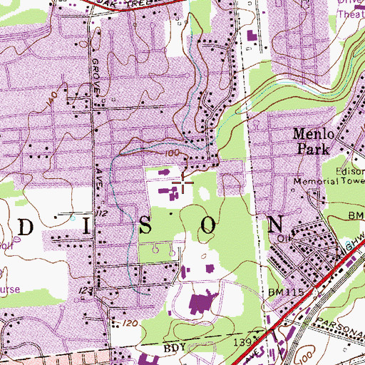 Topographic Map of Menlo Park Elementary School, NJ