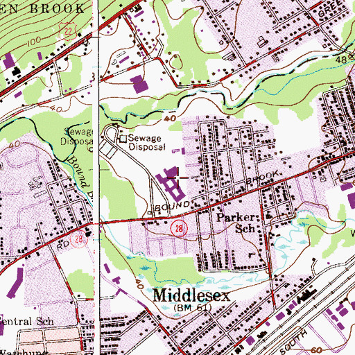 Topographic Map of Middlesex High School, NJ