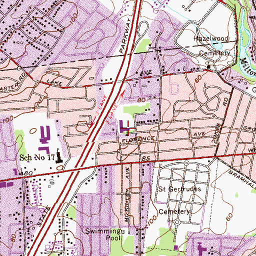 Topographic Map of Pennsylvania Avenue Elementary School, NJ